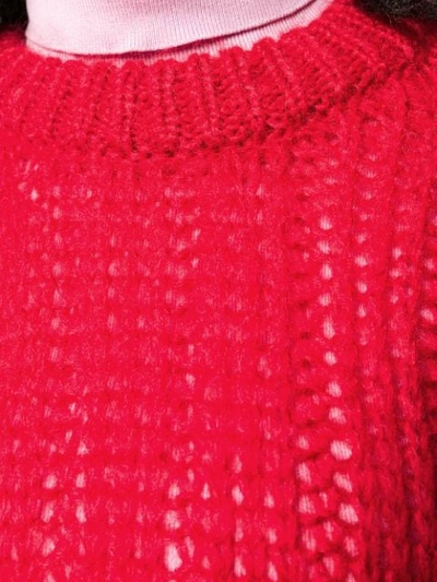 Shop Prada Ribbed Open Knit Jumper - Rot In Red