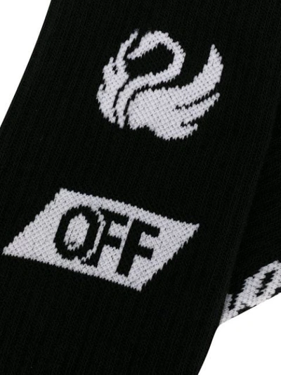 Shop Off-white Logo Socks In 1001 Blach White