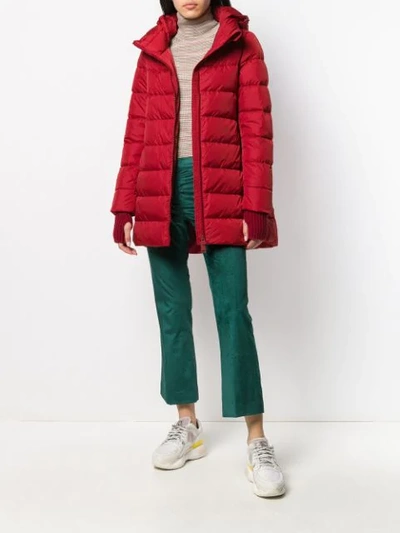 Shop Herno Knitted Cuffs Hooded Jacket In 6020