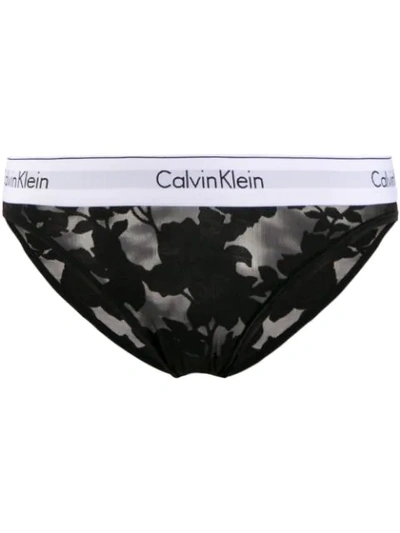 Shop Calvin Klein Sheer Floral Briefs - Black