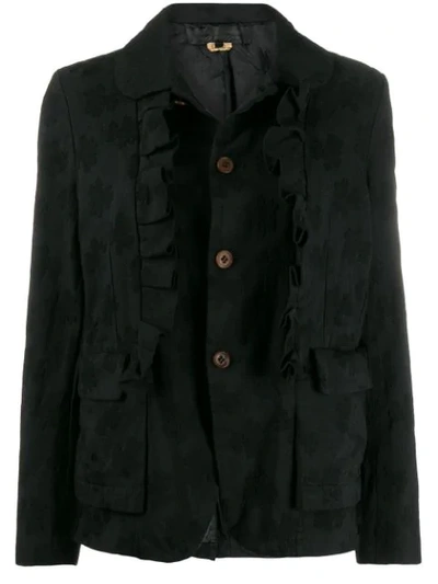 Shop Comme Des Garçons Comme Des Garçons Ruffled Trim Jacket In Black