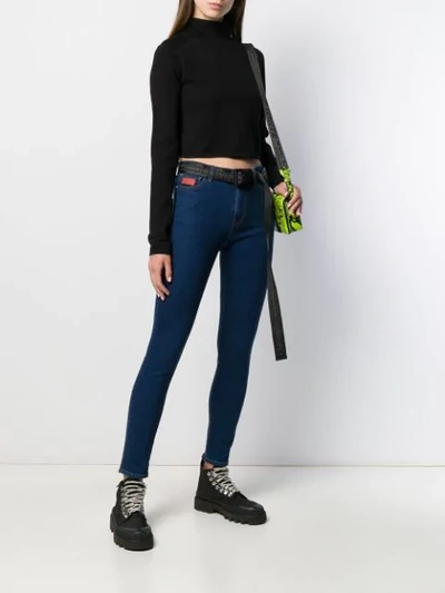 Shop Gcds High Waisted Skinny Jeans In Blue