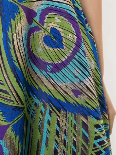 Shop Manish Arora Peacock Print Full Gown In Green