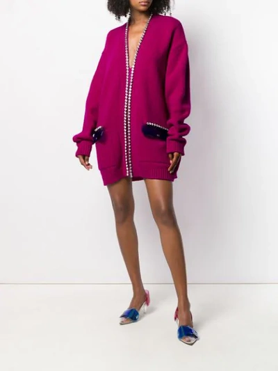 Shop Christopher Kane Crystal And Gel Cardigan In Pink
