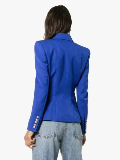 Shop Balmain Button-embellished Blazer - Blue