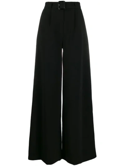 Shop Ainea High-waisted Palazzo Trousers In Black