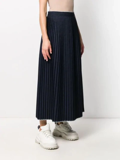 Shop Mm6 Maison Margiela Denim Pleated Skirt In 962 Denim Raw