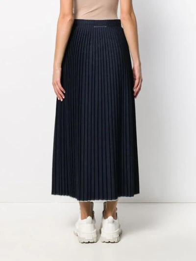 Shop Mm6 Maison Margiela Denim Pleated Skirt In 962 Denim Raw