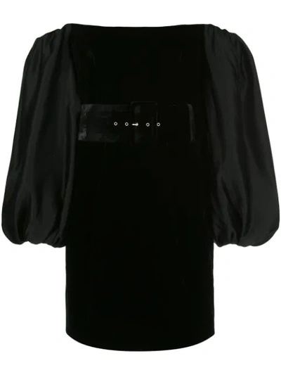 Shop Rasario Off-the-shoulder Velvet Dress In Black