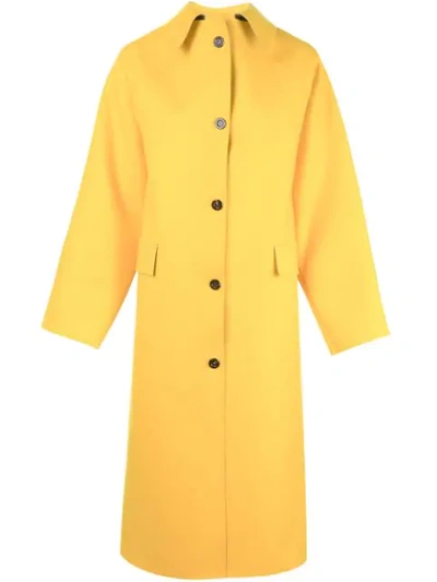 Shop Kassl Editions Single Breasted Coat In Grey & Yellow