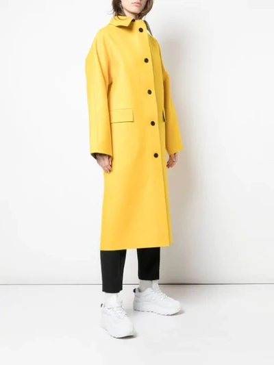 Shop Kassl Editions Single Breasted Coat In Grey & Yellow