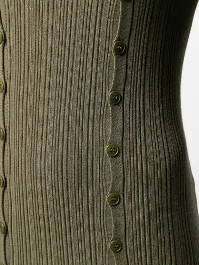 Shop Jacquemus Rib-knit Buttoned Dress In Green