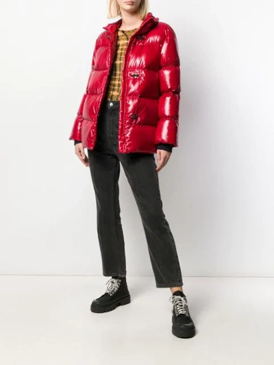 Shop Fay Clasp Fastened Puffer Coat In Red
