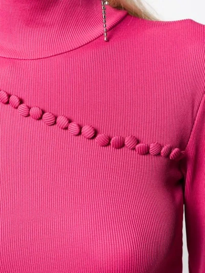 Shop Rotate Birger Christensen Mock-neck Button Jumper Dress In Pink