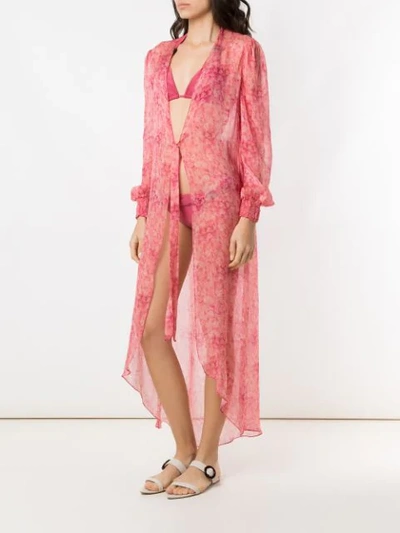 Shop Adriana Degreas Floral Silk Cover-up In Pink