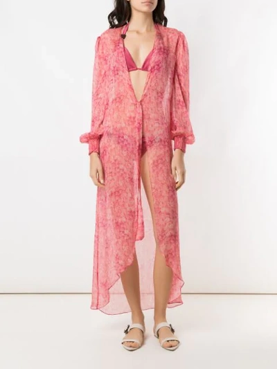 Shop Adriana Degreas Floral Silk Cover-up In Pink