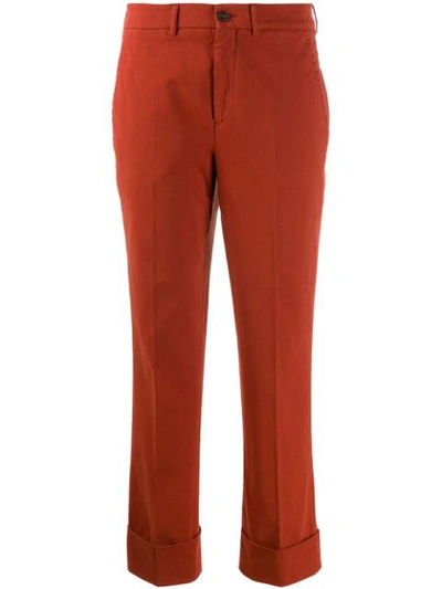 Shop Incotex Tapered Cropped Trousers In Red