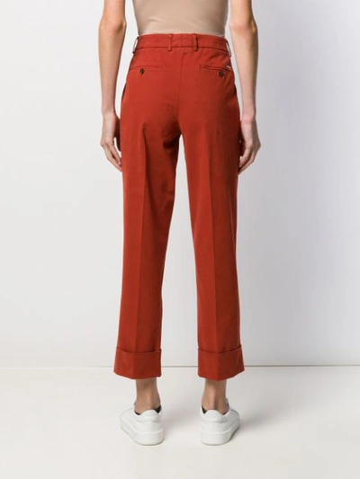 Shop Incotex Tapered Cropped Trousers In Red