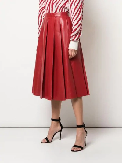 Shop Alexander Mcqueen Pleated Midi Skirt In Red