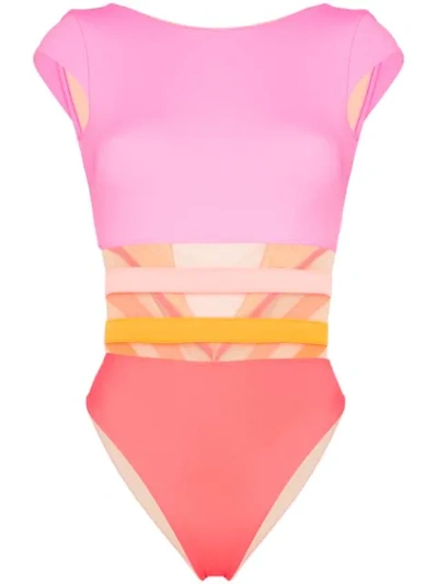 Shop Agent Provocateur Zenaya Short-sleeve Swimsuit In Pink
