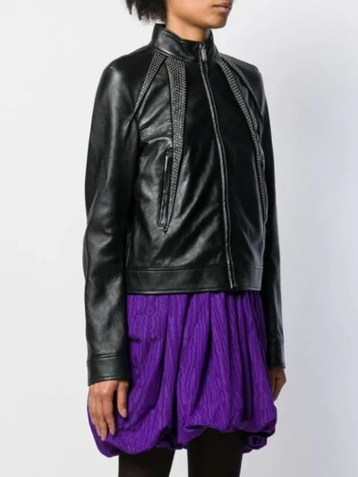 Shop Saint Laurent Studded Biker Jacket In Black