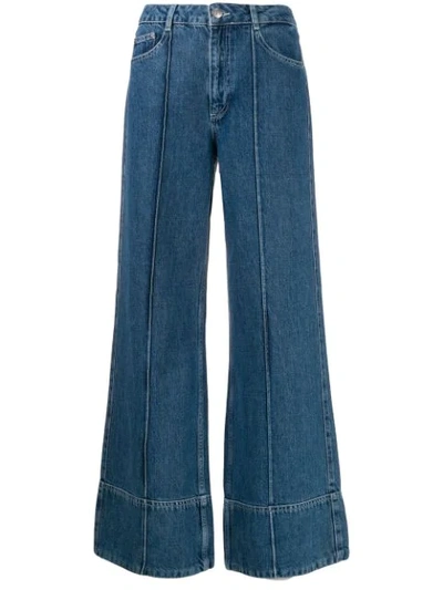 Shop Ganni Wide Leg Jeans In Blue