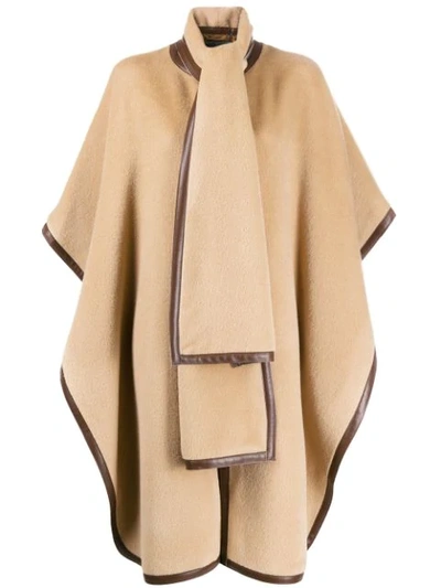 Shop Alberta Ferretti Oversized Textured Cape Coat In Brown