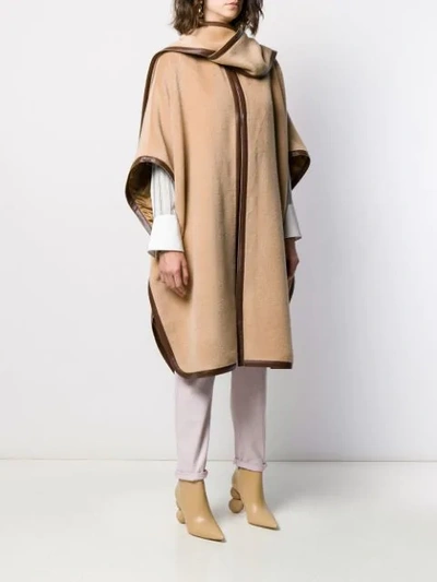 Shop Alberta Ferretti Oversized Textured Cape Coat In Brown