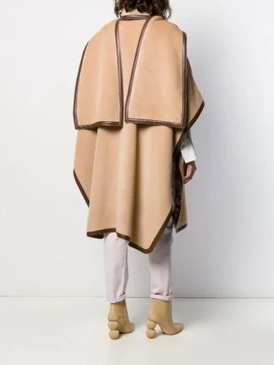 Shop Alberta Ferretti Oversized Textured Cape Coat In Brown