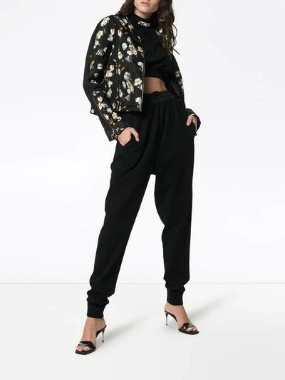 Shop Off-white Floral Print Jacket - Black