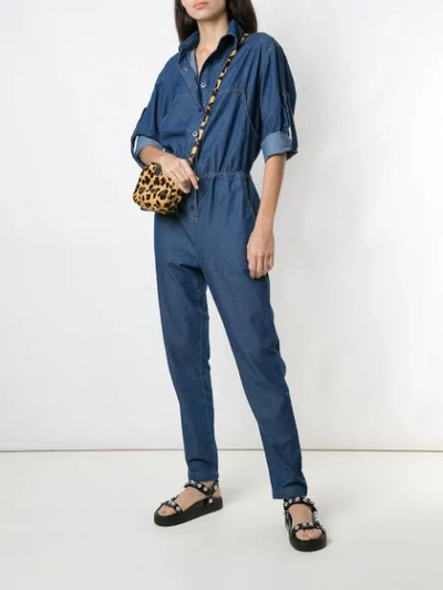 Shop Amapô Worker Denim Jumpsuit In Blue