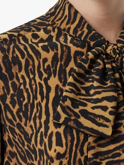 Shop Burberry Leopard Print Silk Blouse In Neutrals