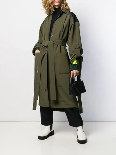 Shop Loewe Oversized Trench Coat In Green