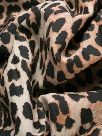 Shop Ganni Ruched Leopard-print Dress In Brown