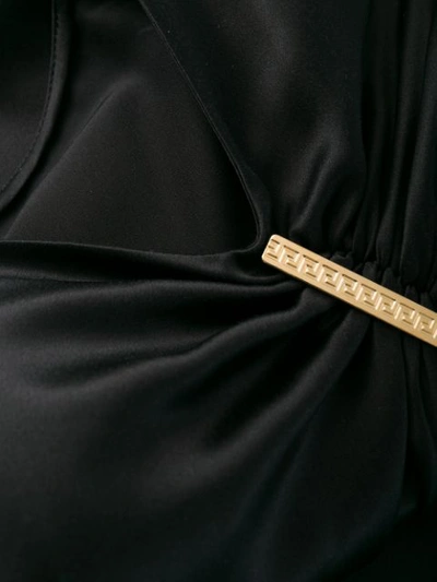 Shop Versace Pin Clip Draped Midi Dress In Black