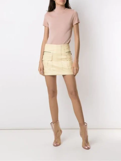 Shop Andrea Bogosian Ribbed Knit High Neck Blouse In Pink