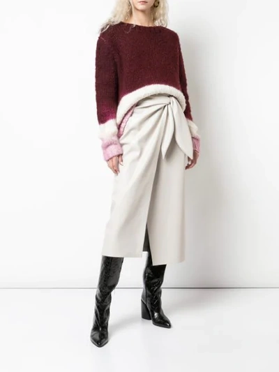 Shop Gabriela Hearst Lawrence Cashmere Dip-dye Jumper In Wine/ivory/blush