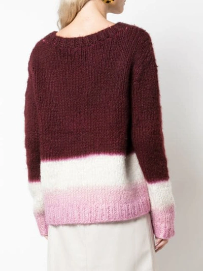 Shop Gabriela Hearst Lawrence Cashmere Dip-dye Jumper In Wine/ivory/blush