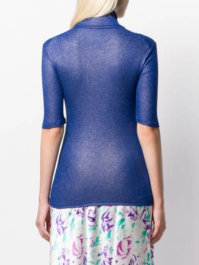 Shop Majestic Knitted Turtle Neck Top In Blue
