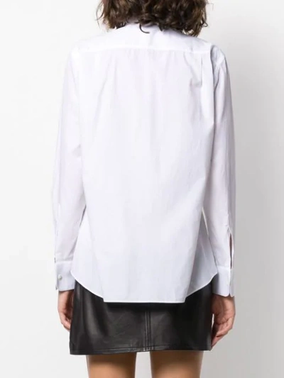 Shop Dolce & Gabbana Ruffle Trim Tie Neck Shirt In White