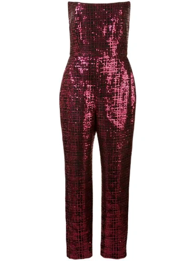 Shop Michelle Mason Sequined Strapless Jumpsuit In Pink