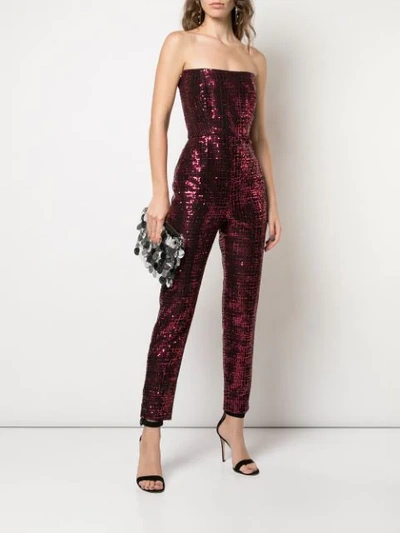 Shop Michelle Mason Sequined Strapless Jumpsuit In Pink