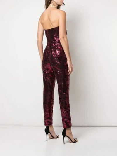 Shop Michelle Mason Sequined Strapless Jumpsuit In Pink