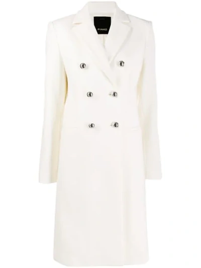 Shop Pinko Fitted Double-breasted Coat In Neutrals