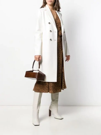 Shop Pinko Fitted Double-breasted Coat In Neutrals