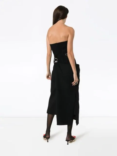 Shop Prada Clasp Detail Strapless Dress In Black