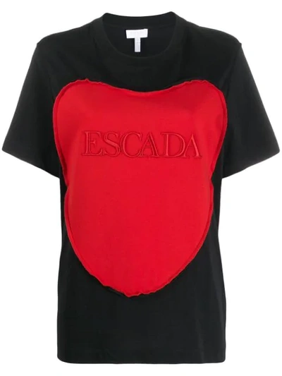 Shop Escada Embroidered Logo T-shirt In Black