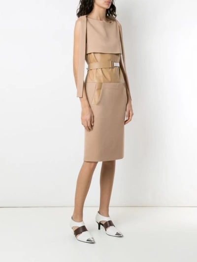 Shop Gloria Coelho Side Pockets Panelled Dress In Brown