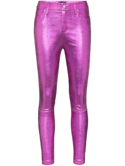 Shop Rta Madrid Skinny Leather Trousers In Pink