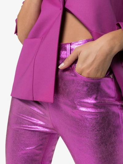 Shop Rta Madrid Skinny Leather Trousers In Pink